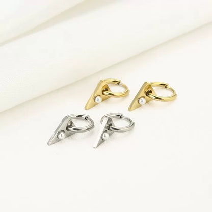 Basic Triangle Dot Earrings - Silver