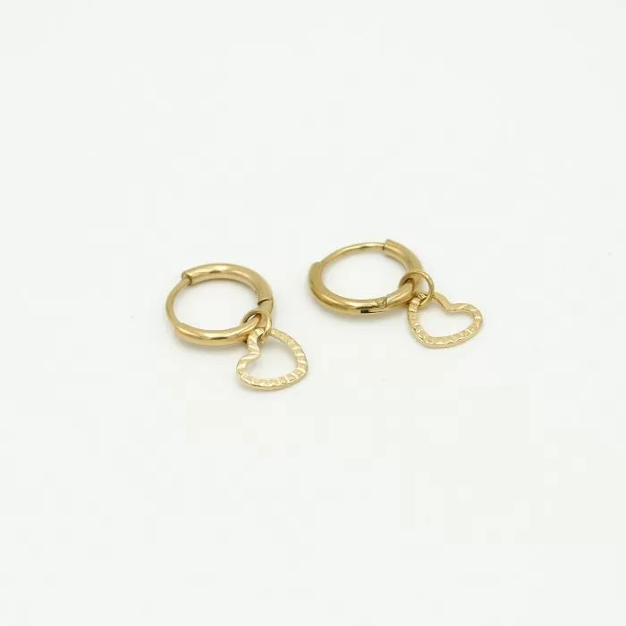 Ruby Heart Earrings - Gold