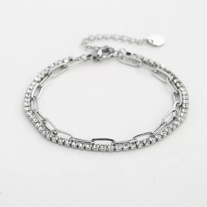 Double Strass Bracelet - Silver