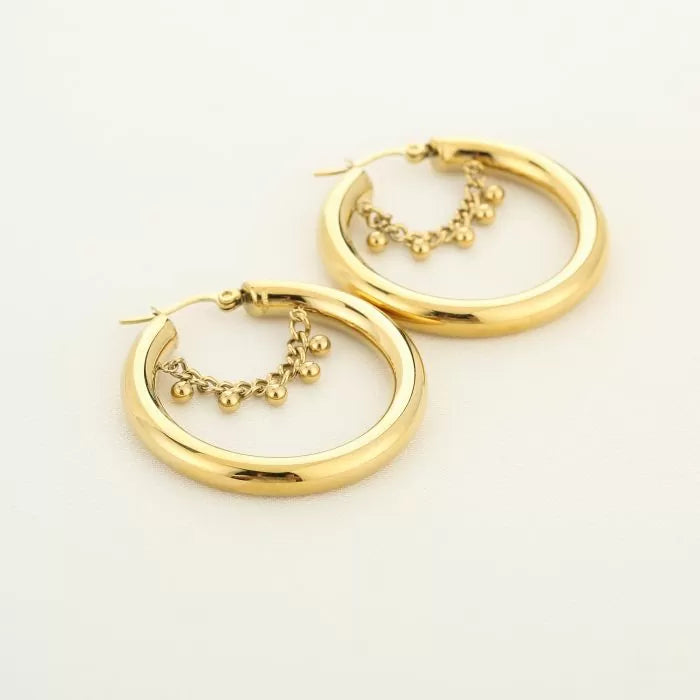 Hoop With Dot Earrings - Gold - Sieradenbycelin Sieradenbycelin Sieradenbycelin