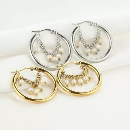 Tiny Hoop With Party Earrings - Silver