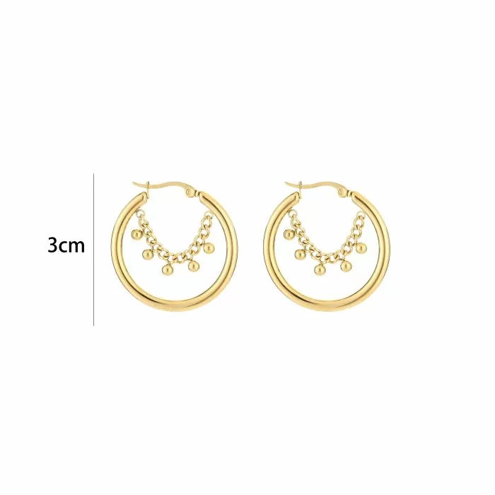 Tiny Hoop With Dot Earrings - Gold