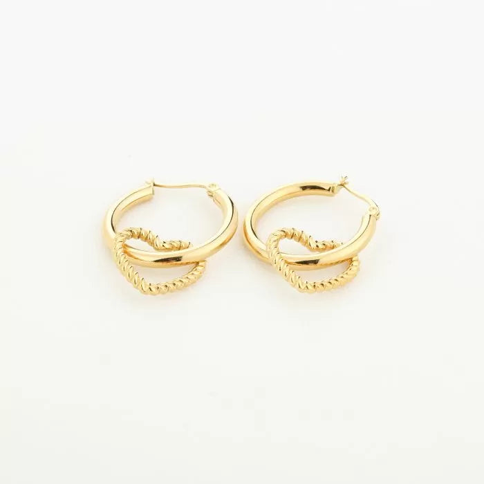 Open Twisted Heart Earrings - Gold