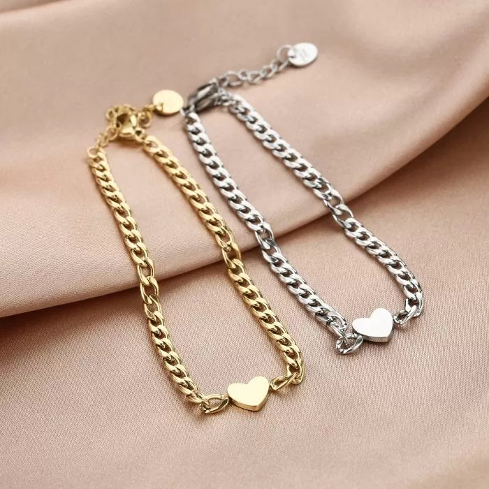 Heart Chain Bracelet - Gold