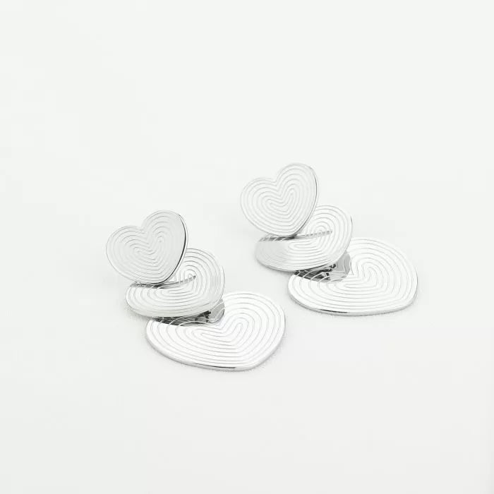 Sandy Heart Earrings - Silver