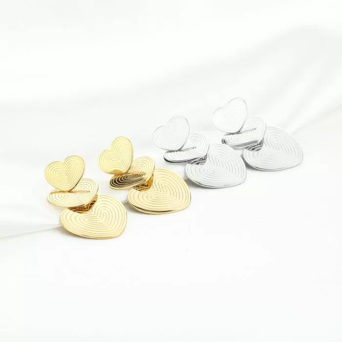 Sandy Heart Earrings - Silver