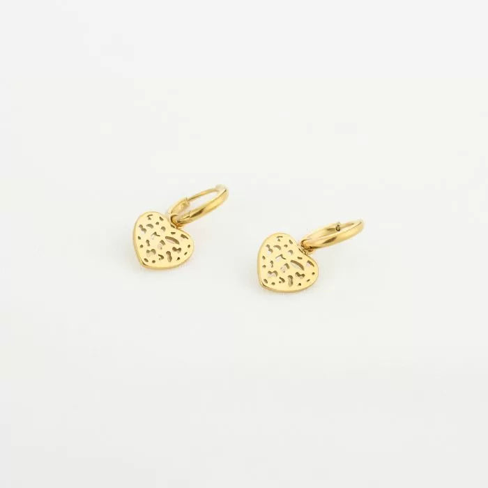 Leopard Heart Print  Earrings - Gold