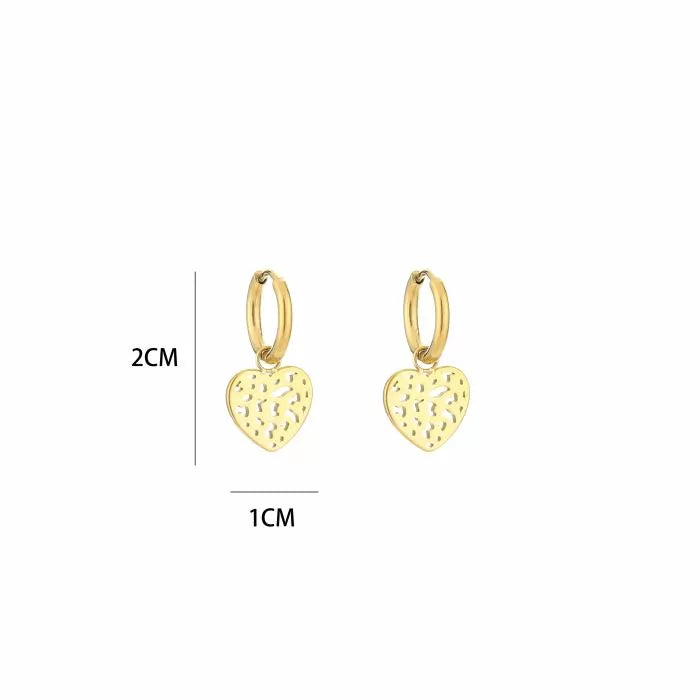 Leopard Heart Print Earrings - Gold - Sieradenbycelin Sieradenbycelin Sieradenbycelin
