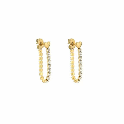 Heart with Strass Earrings - Gold