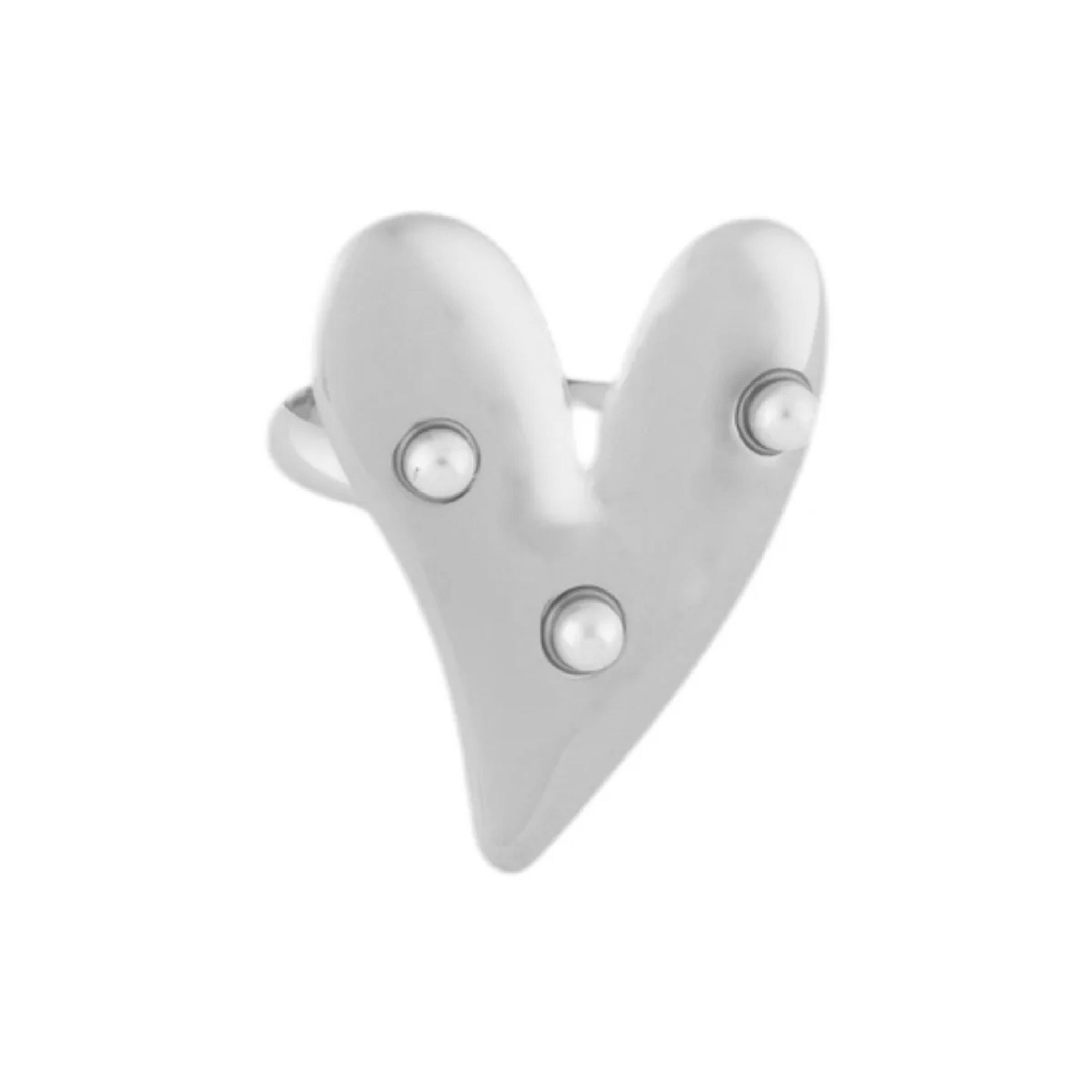 Parels Heart Ring - Silver