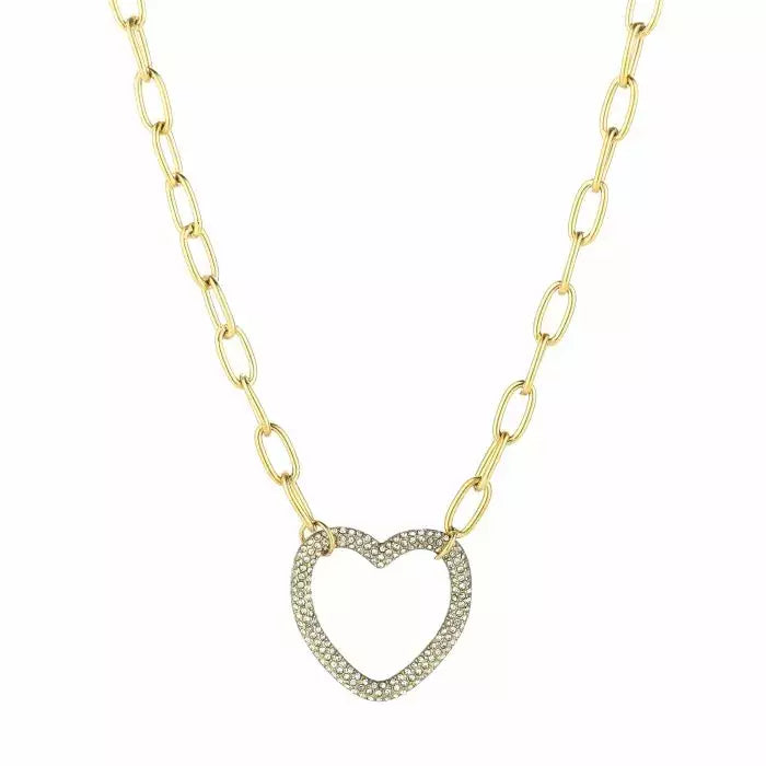 Zirkonia Heart Chain Necklace - Gold