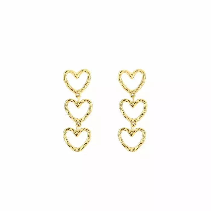 Three Classy Heart Earrings - Gold