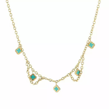 Busy Clover Turquoise Necklace - Turquoise