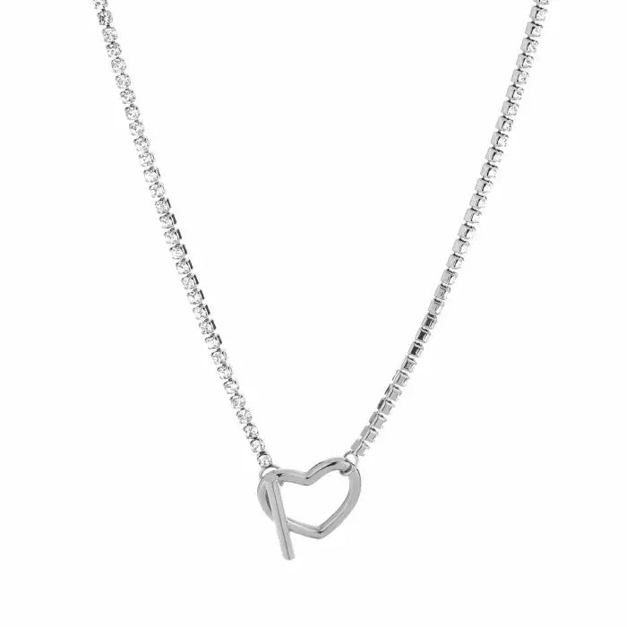 Zirkonia Heart Necklace - Silver