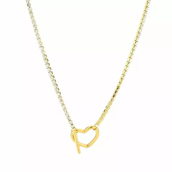 Zirkonia Heart Necklace - Gold