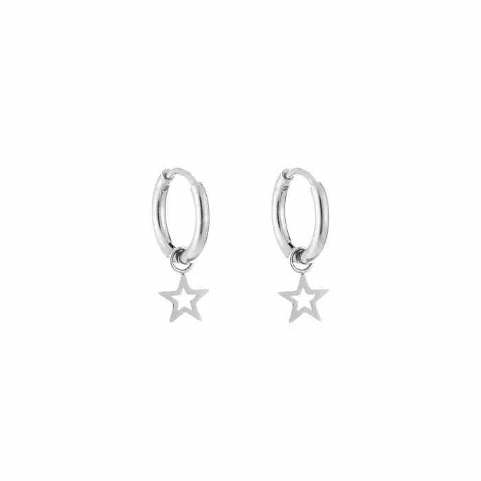 Basic Open Star Earrings - Silver