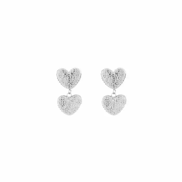 Dotted Heart Earrings - Silver