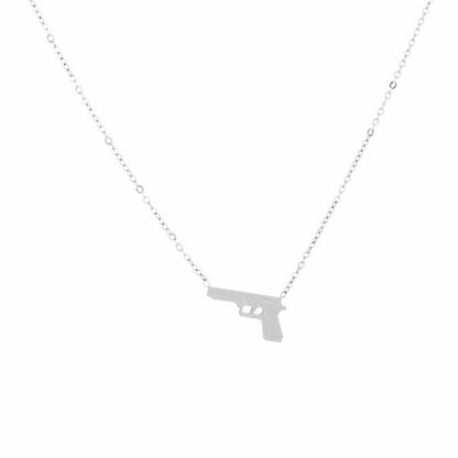 Lovely Gun Necklace - Silver
