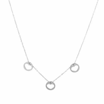 Three Open Heart Necklace - Silver