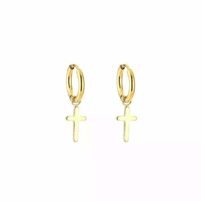 Basic Cross Earrings - Gold - Sieradenbycelin Sieradenbycelin Sieradenbycelin