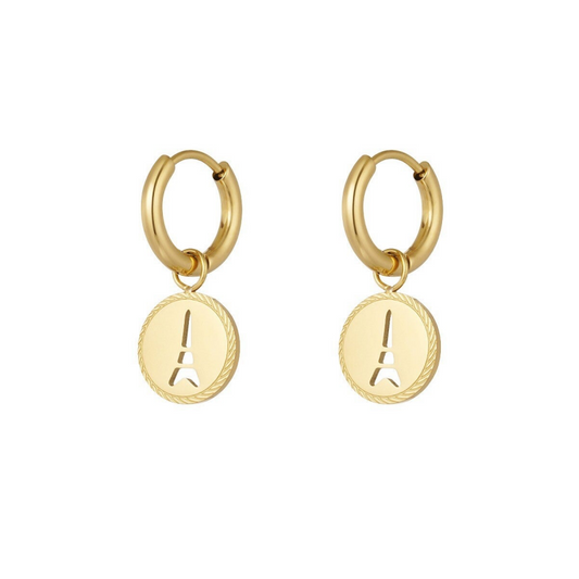 Eiffel Coin Earrings - Gold