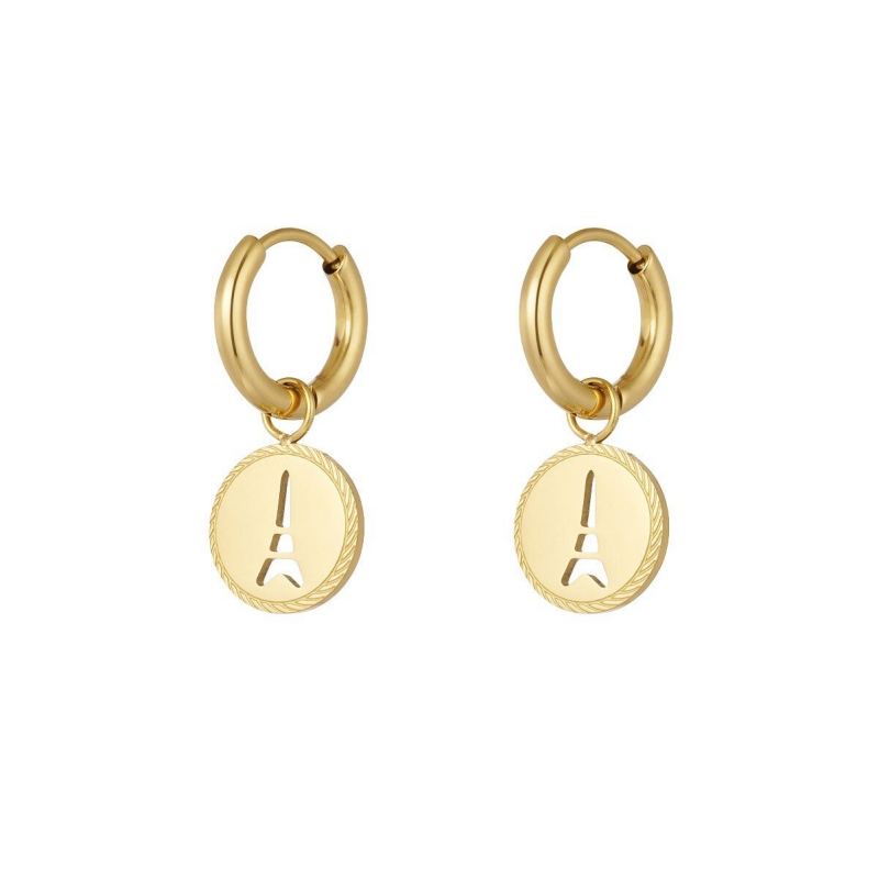 Eiffel Coin Earrings - Gold - Sieradenbycelin Sieradenbycelin Sieradenbycelin