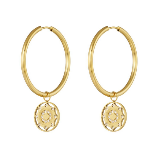 Zirkonen Coin Earrings - Gold