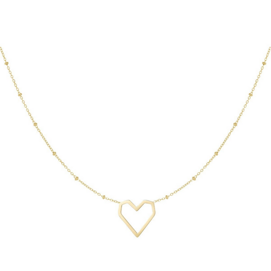 Dotted Heart Necklace - Gold