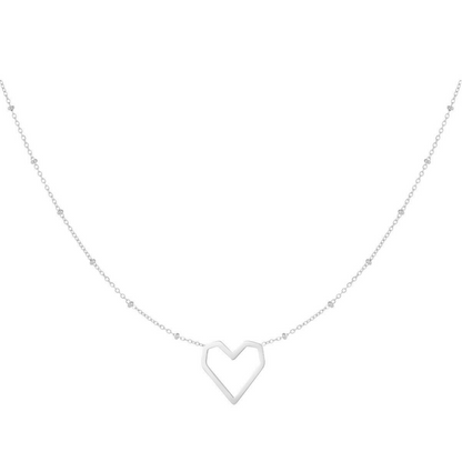 Dotted Heart Necklace - Silver
