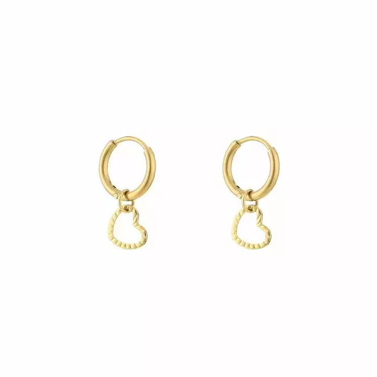 Ruby Heart Earrings - Gold