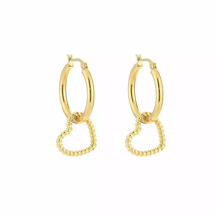 Open Twisted Heart Earrings - Gold