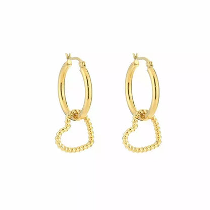 Open Twisted Heart Earrings - Gold