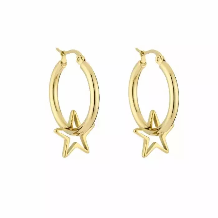 Open Star Earrings - Gold
