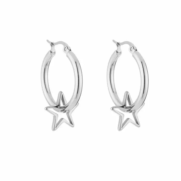 Open Star Earrings - Silver