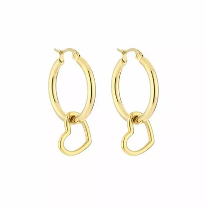 Open Heart Earrings - Gold