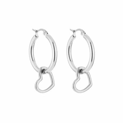 Open Heart Earrings - Silver