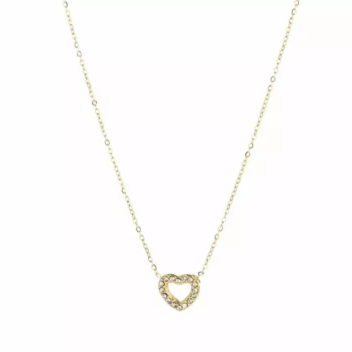 Renske Heart Strass Necklace - Gold