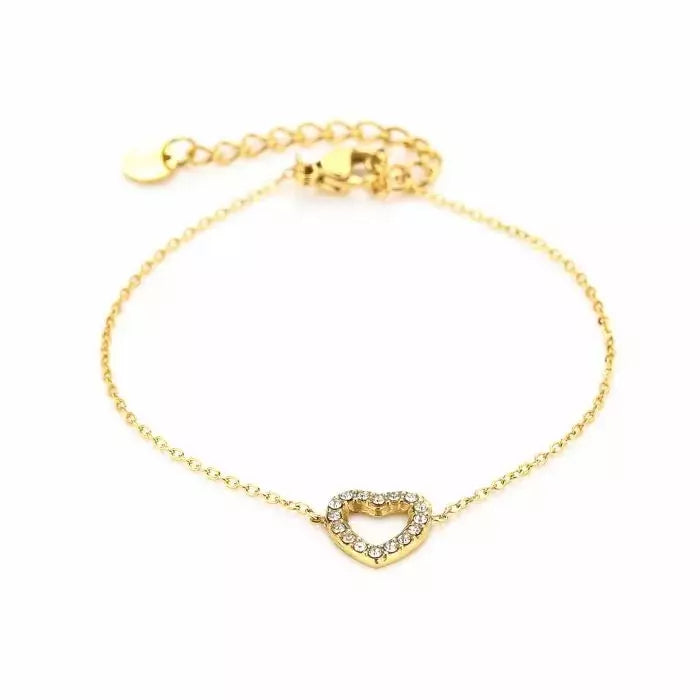 Renske Heart Strass Bracelet - Gold
