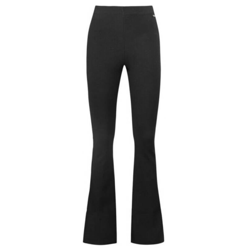 Rib Flared Broek zonder Split - Zwart