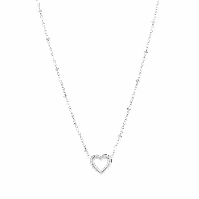 Open Heart Necklace - Silver