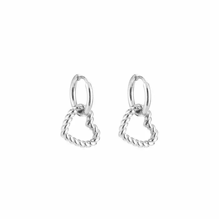 Rotate Heart Earrings - Silver