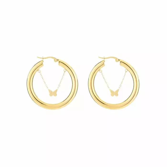 Hoop With Butterfly Earrings - Gold - Sieradenbycelin Sieradenbycelin Sieradenbycelin