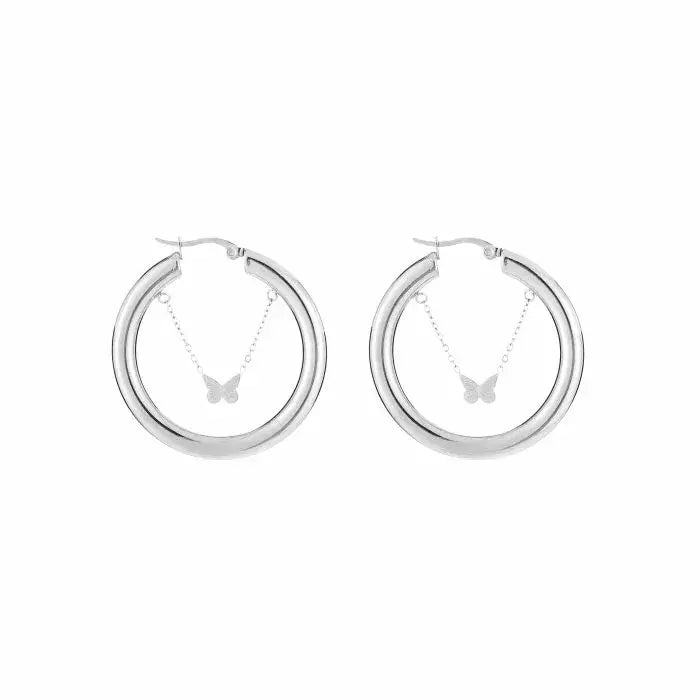 Hoop With Butterfly Earrings - Silver - Sieradenbycelin Sieradenbycelin Sieradenbycelin