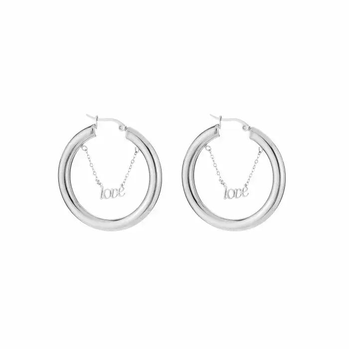 Hoop With Love Earrings - Silver - Sieradenbycelin Sieradenbycelin Sieradenbycelin